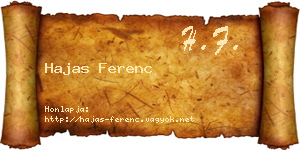 Hajas Ferenc névjegykártya